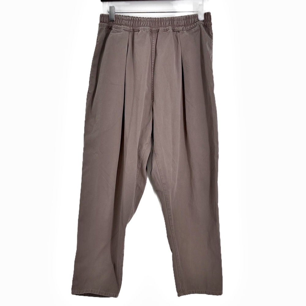 Prospective Flow Pleated Cotton Pants Taupe Elastic Waist Gusset Back USA Made S
